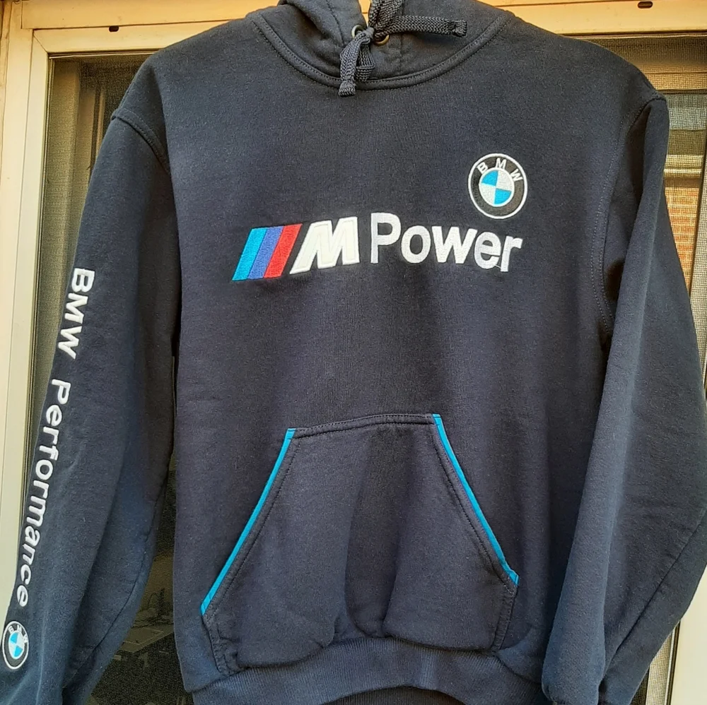 BMW sweater with hoodie Navy Blue Size S - Picture 1 of 7